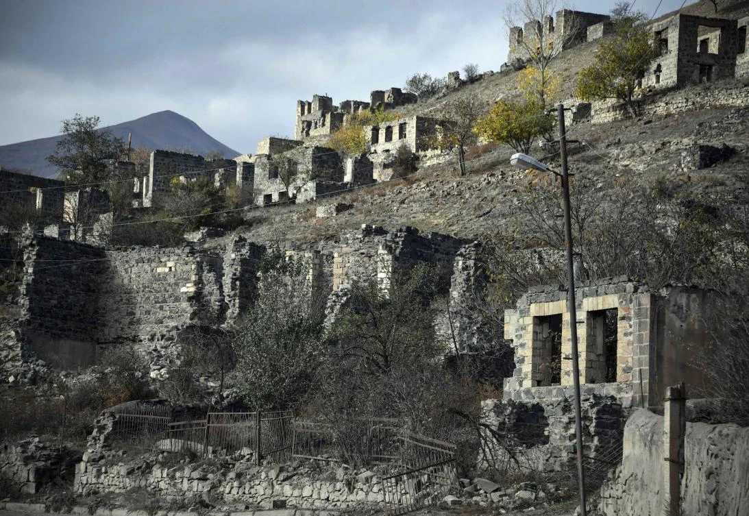 General view of destroyed Azerbaijani houses after Amenia captured the district in 1994, in the town of Kalbajar on November 12, 2020. (File/AFP)