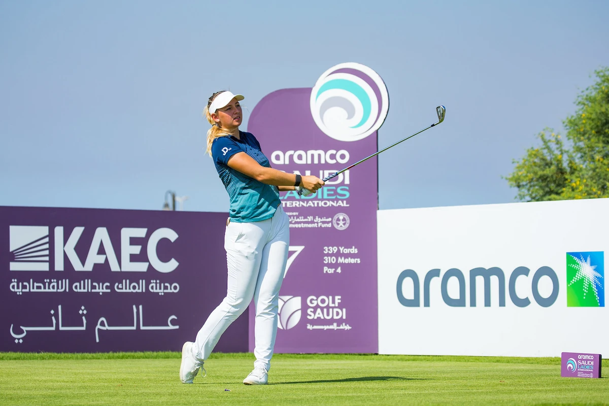 Emily Kristine Pedersen of Denmark went from bogey to start and eagle to finish to grab the lead on Friday halfway through the Aramco Saudi Ladies International golf tournament. (Supplied)
