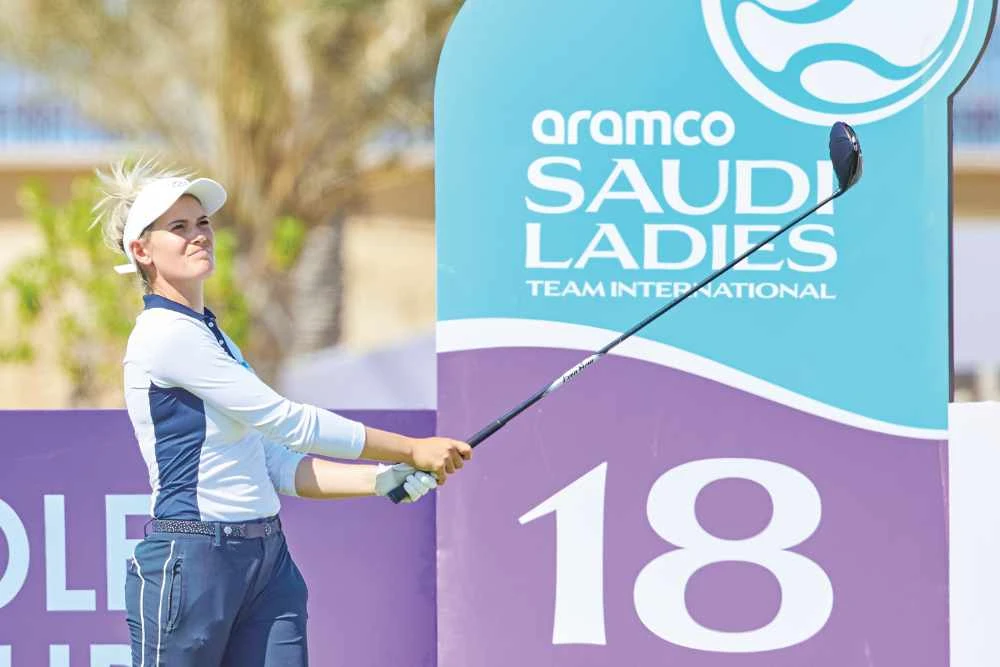 England’s Georgia Coughlin in action during the Aramco Saudi Ladies International golf tournament. (Supplied)
