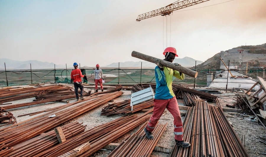Workers at the Grand Ethiopian Renaissance Dam in Ethiopia last year. (AFP)