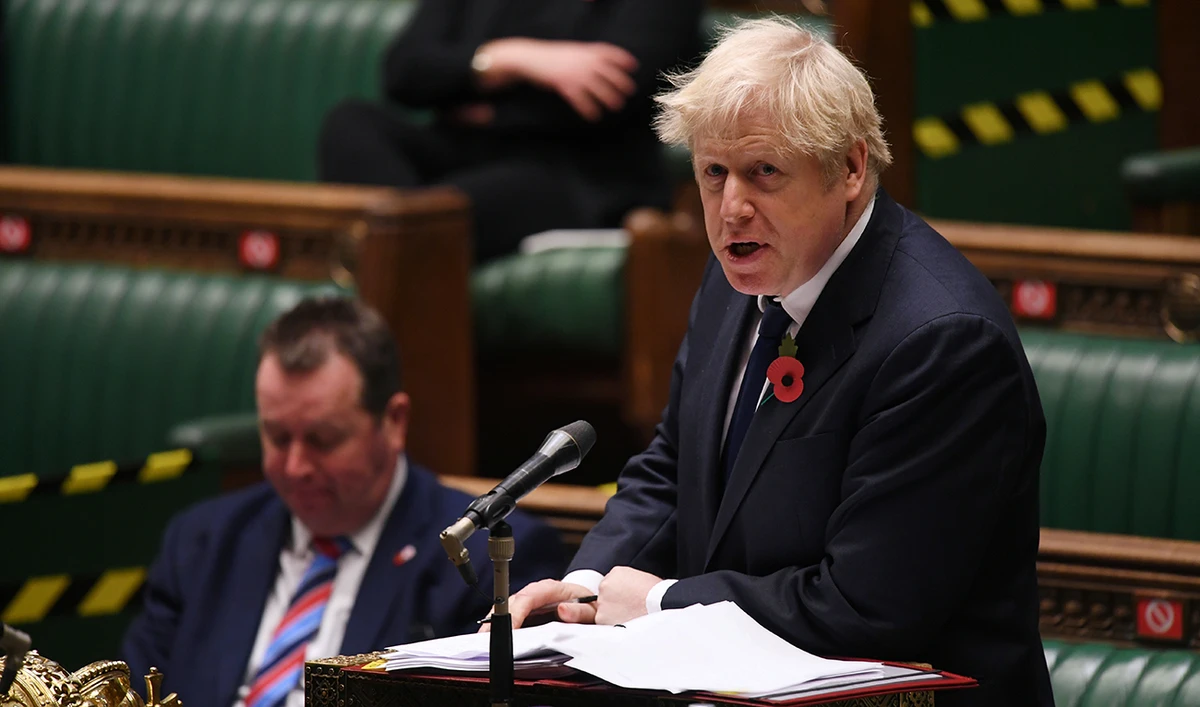Britain's Prime Minister Boris Johnson speaks during the weekly question-time debate at the House of Commons in London, Britain. (Reuters)