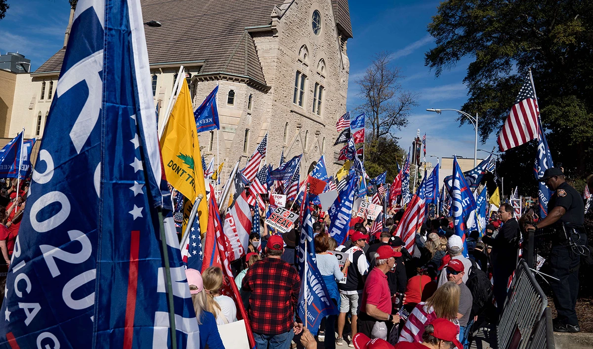 Supporters of Donald Trump host a Stop the Steal protest outside of the Georgia State Capital building on November 21, 2020 in Atlanta, Georgia. (AFP)