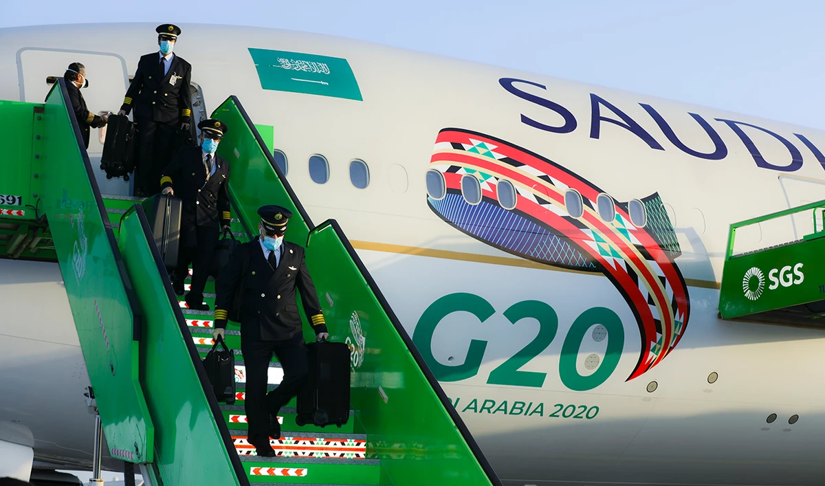 Saudia adorned the livery of its aircraft with custom G20 design.