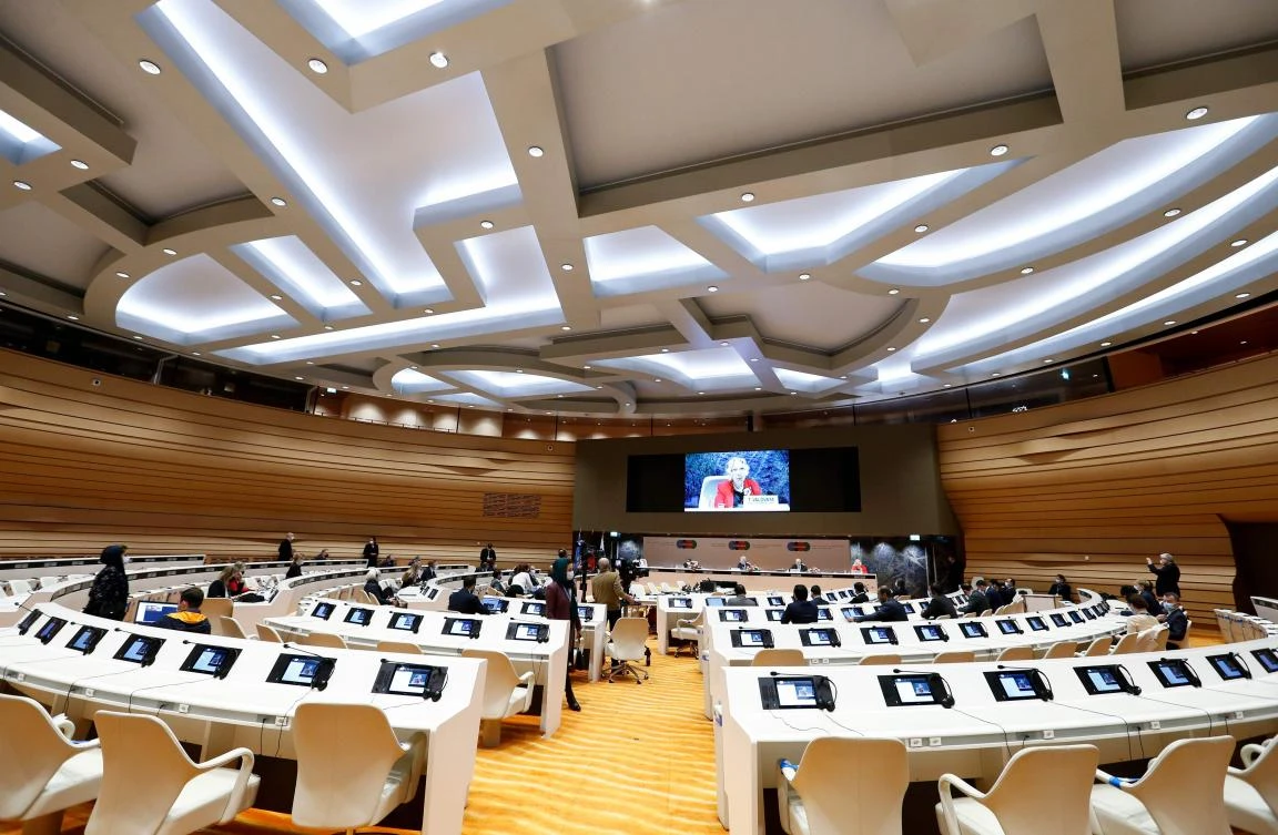 Britain is the country’s third largest bilateral donor, and the amount being pledged in Geneva, above, will be slightly higher than it pledged at the last donor four years ago. (AFP)