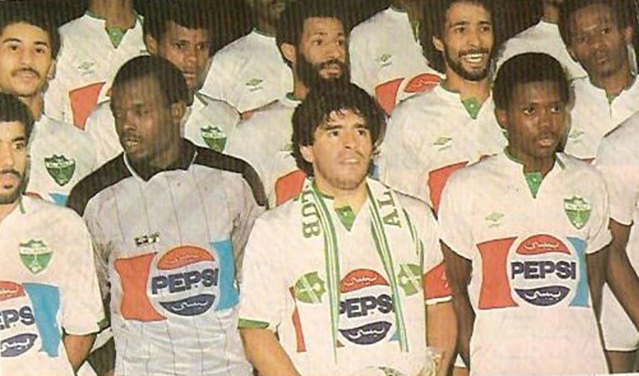 Diego Maradona played an exhibition match for Al-Ahli in Jeddah in 1987. (Twitter)