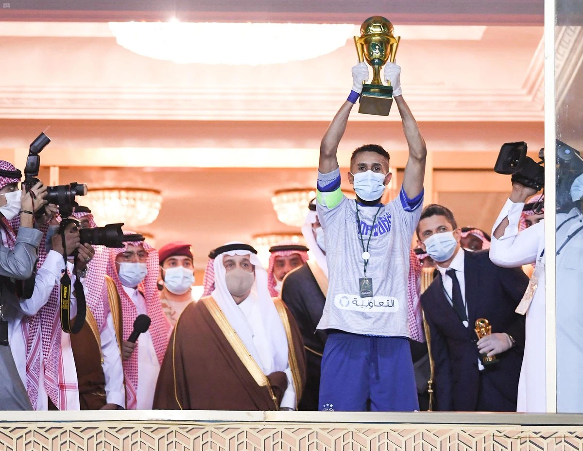 Al-Hilal added the 2019-20 King’s Cup to their growing list of trophies after overcoming Riyadh rivals Al-Nassr 2-1 in the delayed final at King Fahd International Stadium in the Saudi capital on Saturday. (SPA)