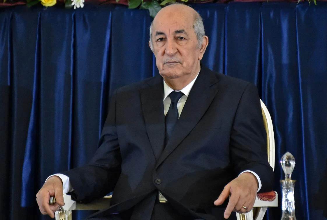 Algerian President-elect Abdelmadjid Tebboune during the formal swearing-in ceremony in the capital Algiers, December 19, 2019. (AFP)
