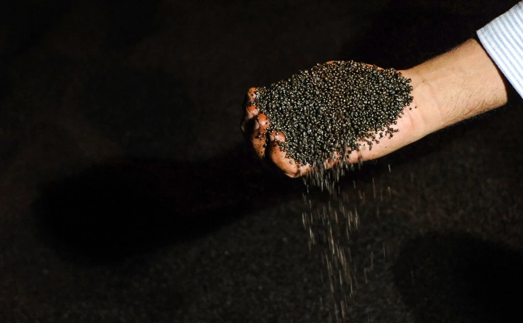 Above, phosphate granules at a storage facility in the Ma’aden Aluminium Factory in Ras Al-Khair Industrial area near Jubail City. (AFP file photo)