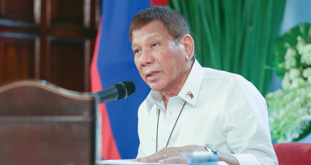 President Rodrigo Duterte at a meeting with the Inter-Agency Task Force on the Emerging Infectious Diseases. (AP)