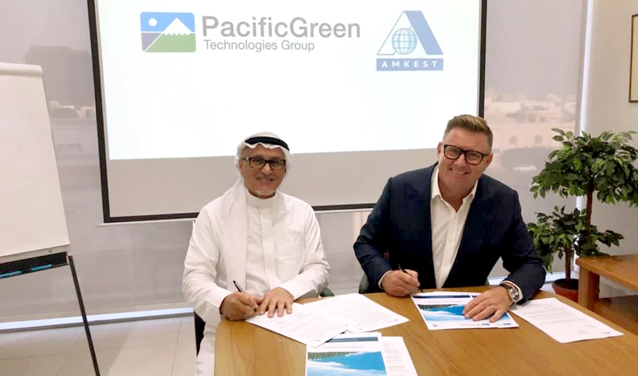 Amr Khashoggi, Chairman of Amkest Group and Scott Poulter, Chief Executive of Pacific Green Technologies