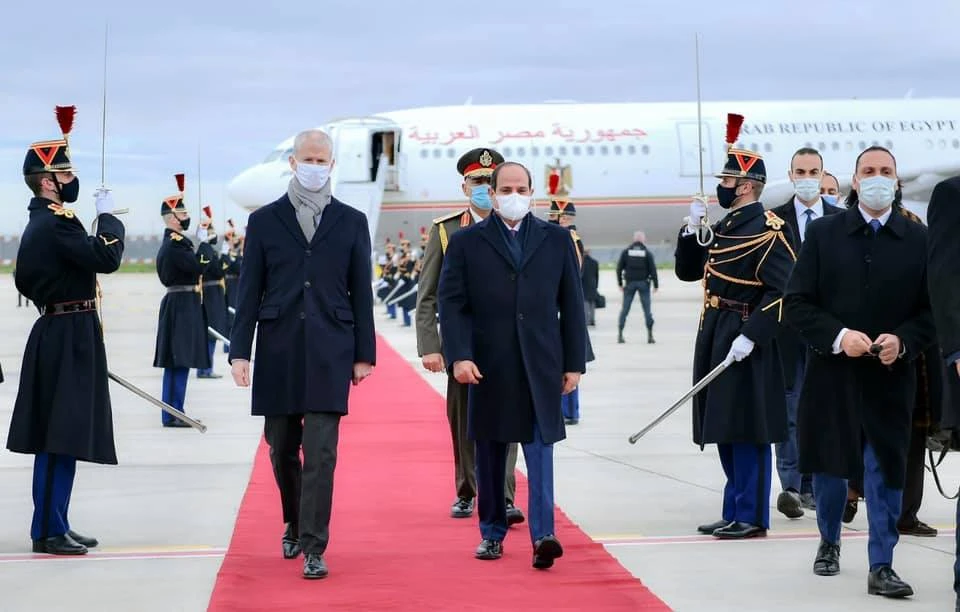 Sisi arrives in France for talks with Macron on regional issues