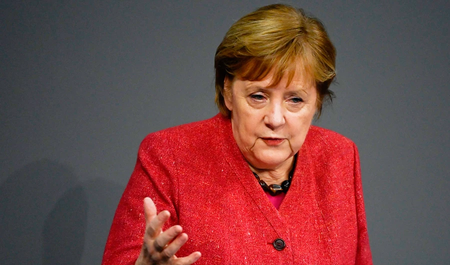 German Chancellor Angela Merkel delivers a speech on the eve of a EU summit during a session at the Bundestag (lower house of parliament) on December 9, 2020 in Berlin. (AFP)