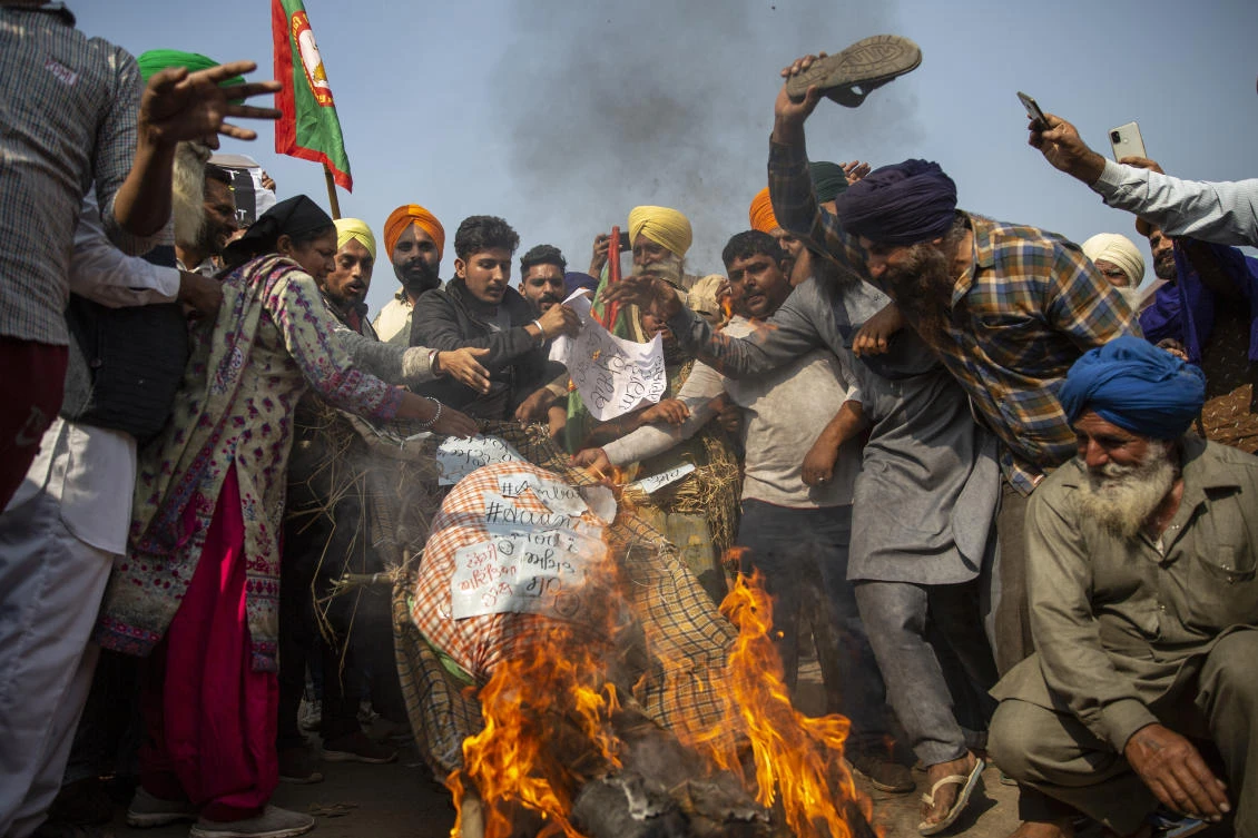 The strike follows five rounds of talks between the farmers and the Indian government that have failed to produce any breakthroughs. (File/AP)