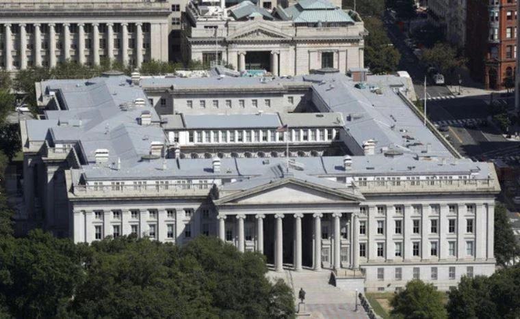 The US Treasury Department building viewed from the Washington Monument in Washington. (AP Photo/Patrick Semansky, file)