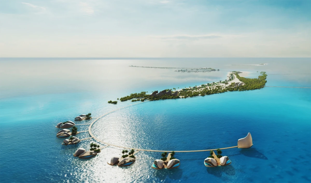 The project consists of more than 90 undeveloped islands between the cities of Umluj and Al-Wajh on the west coast of Saudi Arabia, with a nearly pristine environment, clear turquoise waters and white sand.