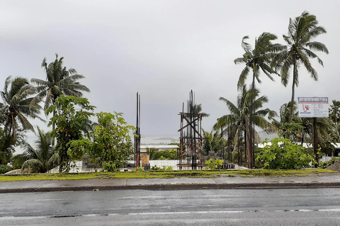 The sky is clouded over in the distance as intermittent rain and wind continue at Suva Harbor in Suva, Fiji, Friday, Dec. 18, 2020. Dozens of homes have been destroyed by a cyclone Yasa which hit the island nation overnight. (AP)