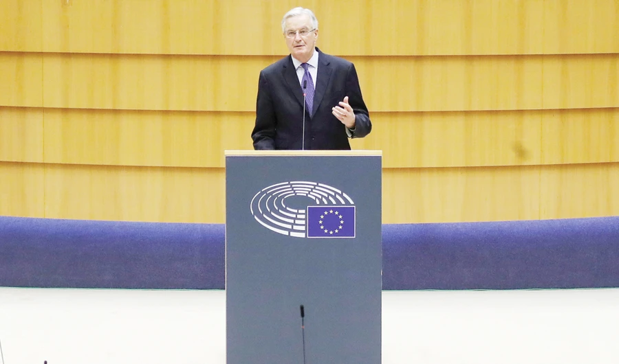 EU chief Brexit negotiator Michel Barnier addresses the European Parliament in Brussels. (Reuters)