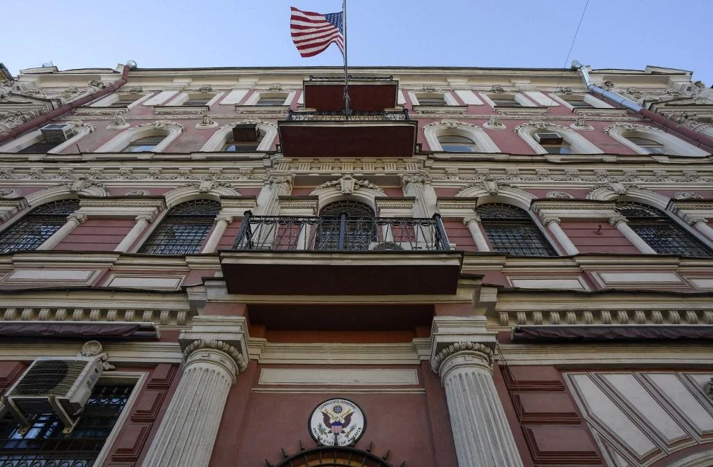 The flag of the United States flies outside the US Consulate building in St.Petersburg on March 30, 2018. (File/AFP)