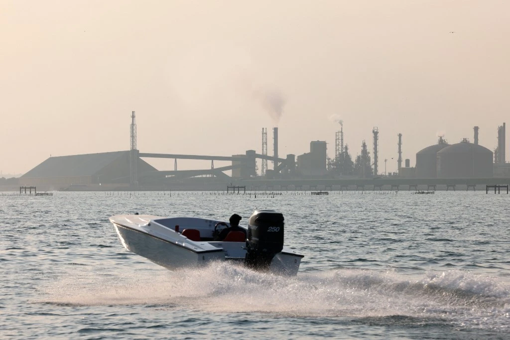 A boat in Bahraini waters near the port of Manama on Dec. 2, 2020. (File/AFP)