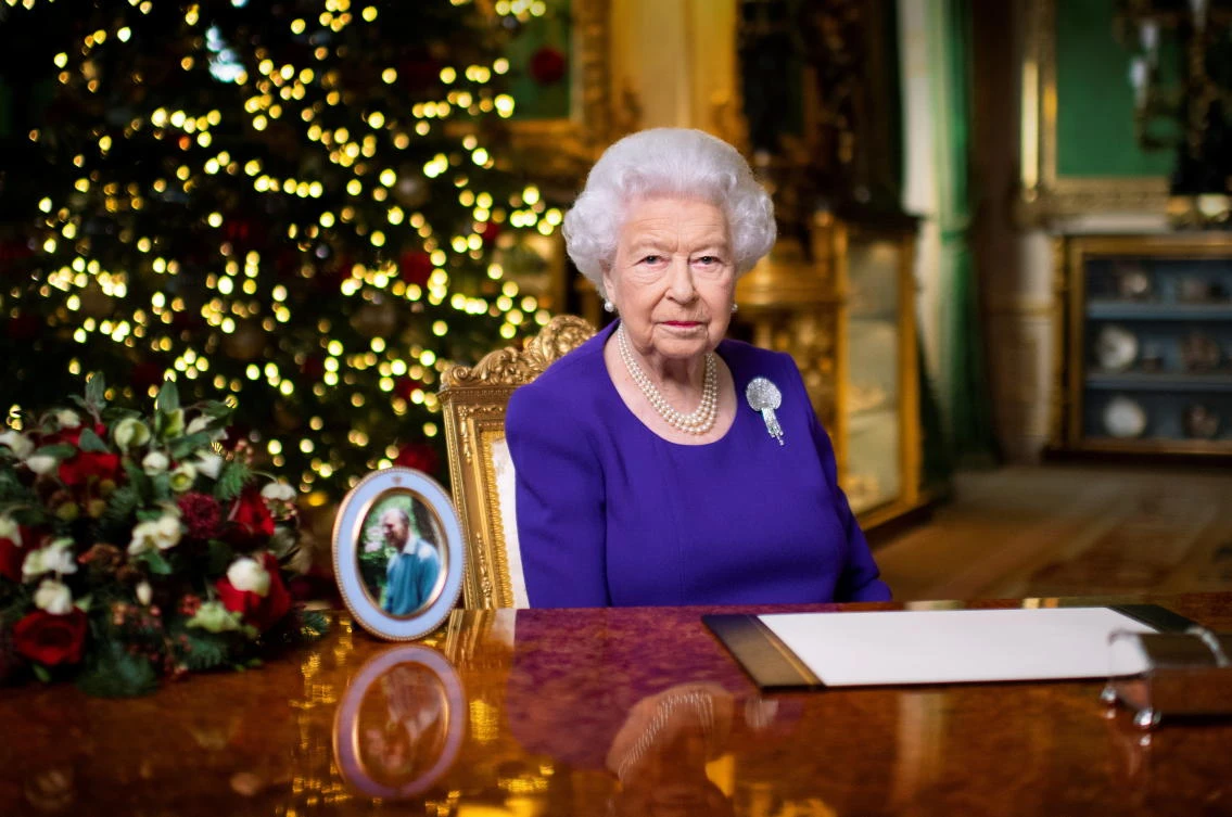 Britain's Queen Elizabeth II records her annual Christmas broadcast in Windsor Castle, Berkshire, Britain December 24, 2020. (Reuters)