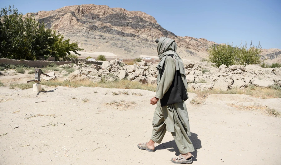 In this photo taken on September 28, 2020, former commander and senior district official for Taliban, Haji Lala, arrives for an interview with AFP in Panjwai. (AFP)
