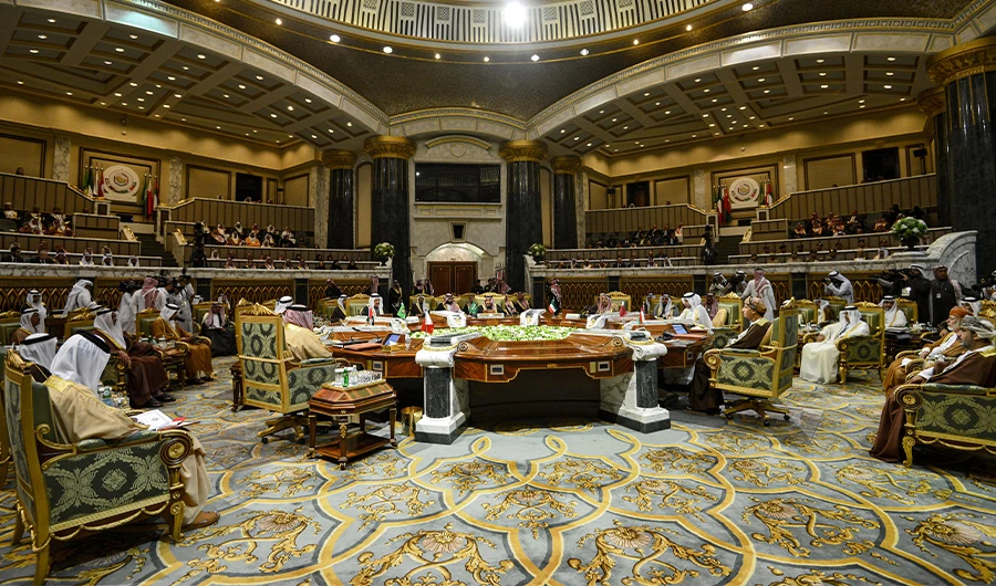 This picture taken on December 10, 2019 shows a general view of a session of the Gulf Cooperation Council (GCC) summit held in the Saudi capital Riyadh. (AFP)