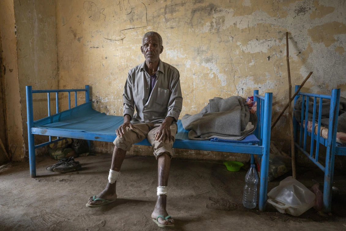 Guesh Tesla, 54-year-old carpenter and Tigrayan survivor from Rawyan, Ethiopia=, said he was taken to a courthouse that had been turned into a “slaughterhouse” by militia from the neighboring Amhara region. (AP)