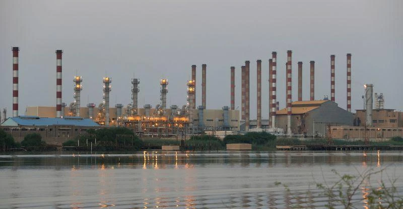 A general view of Abadan oil refinery in southwest Iran, is pictured from Iraqi side of Shatt Al-Arab in Al-Faw south of Basra, Iraq. ( File/Reuters)