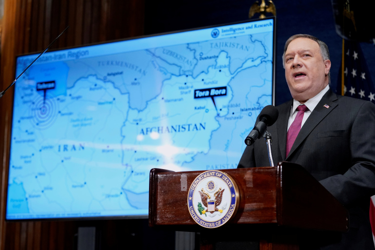 US Secretary of State Mike Pompeo speaks at the National Press Club in Washington, D.C., January 12, 2021. (Reuters)