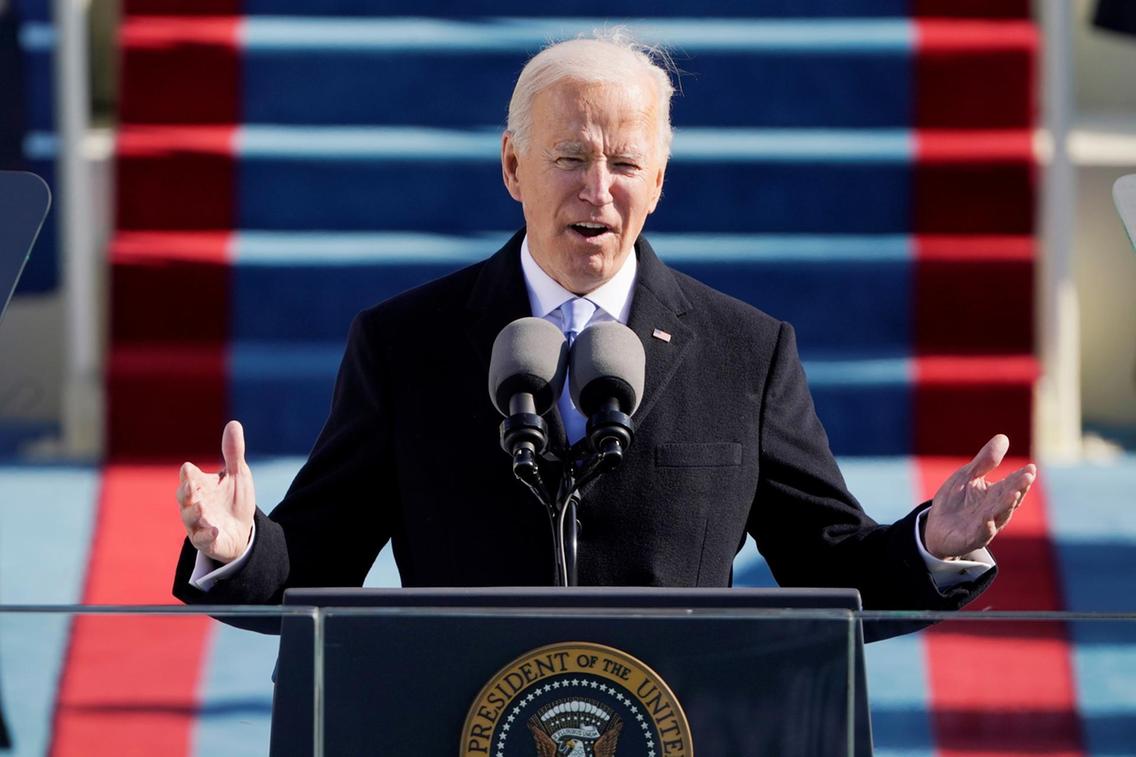 US President Joe Biden speaks during the 59th Presidential inauguration in Washington, D.C. (Reuters)
