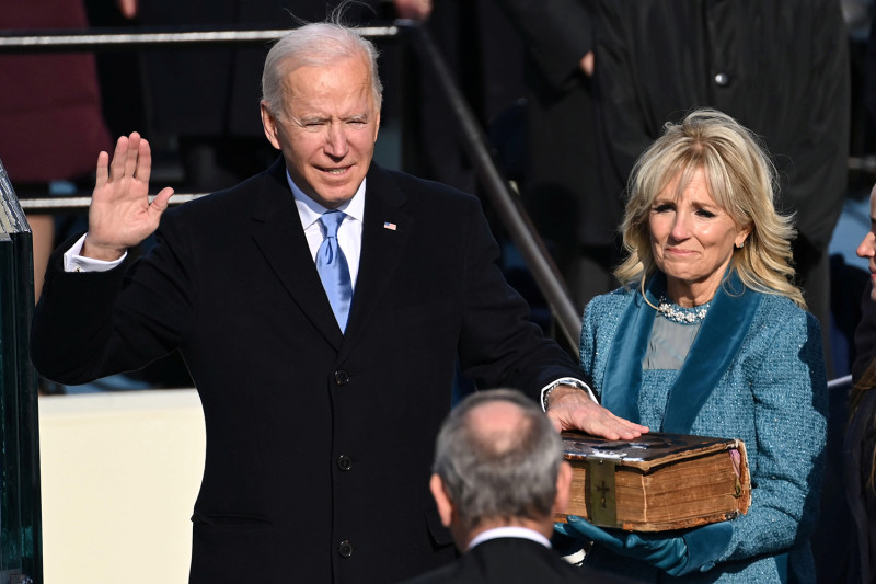 Joe Biden is sworn in as the 46th U.S. president at the Capitol in Washington on Jan. 20. (Reuters)