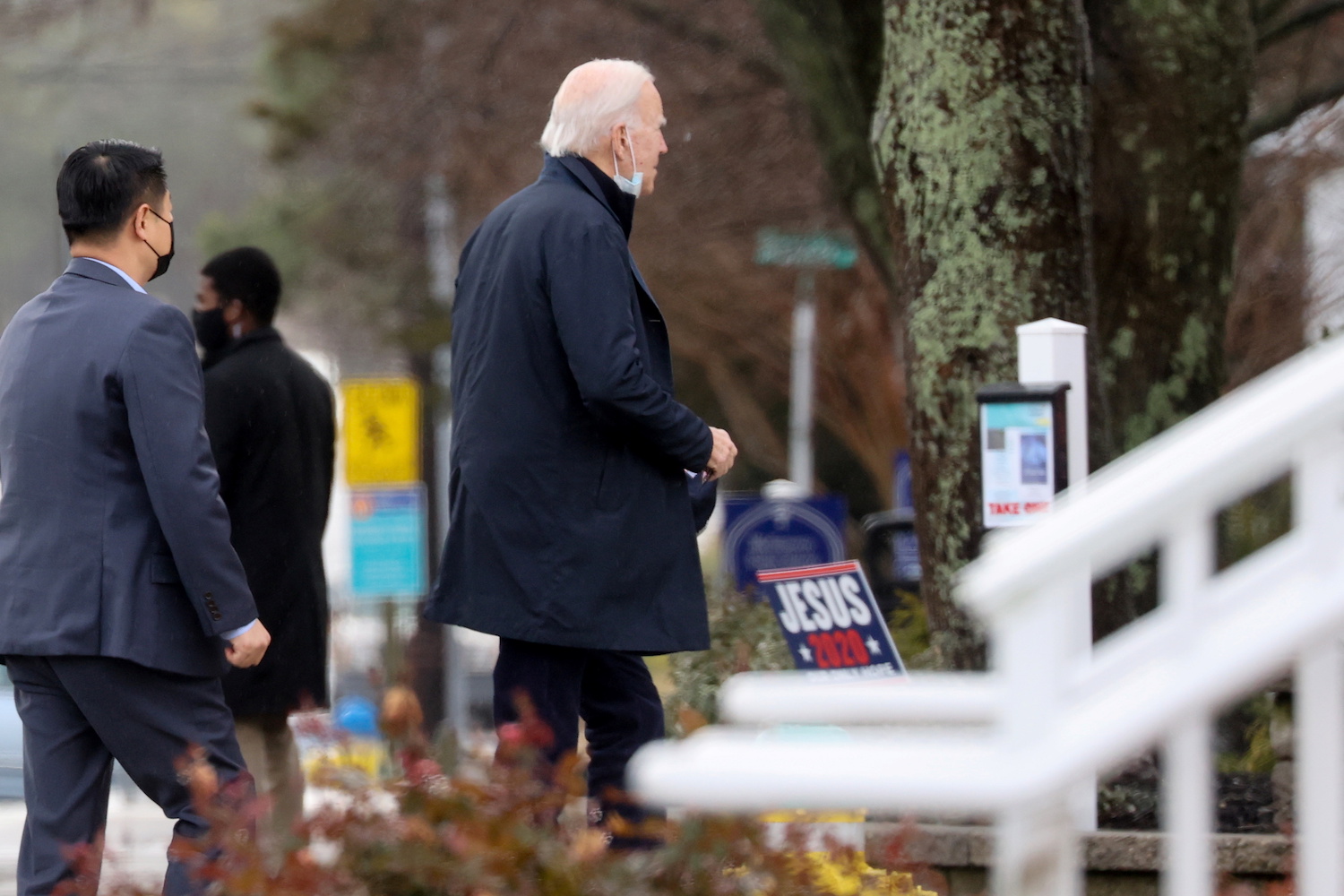 US President-elect Joe Biden arrives for a Sunday morning church service in Delaware on January 3, 2021. (Reuters)