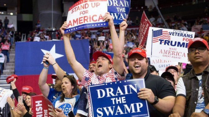 Supporters cheer for President Trump during a campaign rally in Houston on Oct. 22, 2018. (Saul Loeb / AFP/Getty Images/File photo))