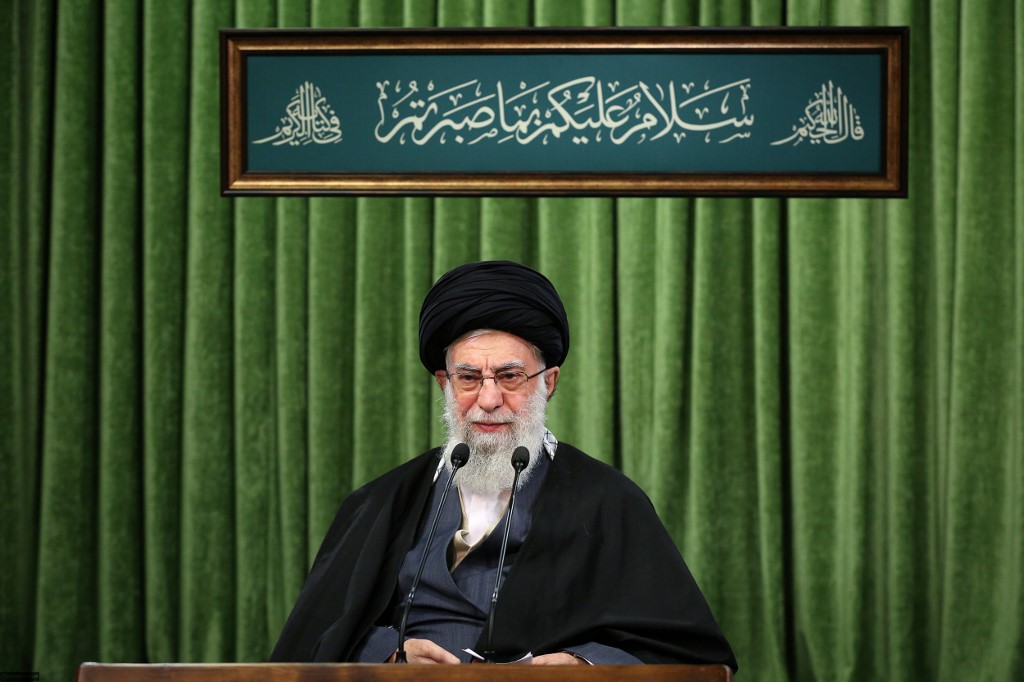 Iran's Supreme Leader Ayatollah Ali Khamenei delivers a televised speech in Tehran. (File/AFP)