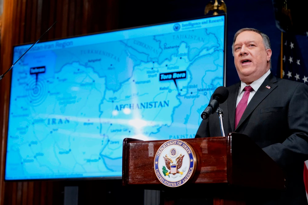 Secretary of State Mike Pompeo speaks at the National Press Club in Washington, DC, U.S., January 12, 2021. (Reuters)