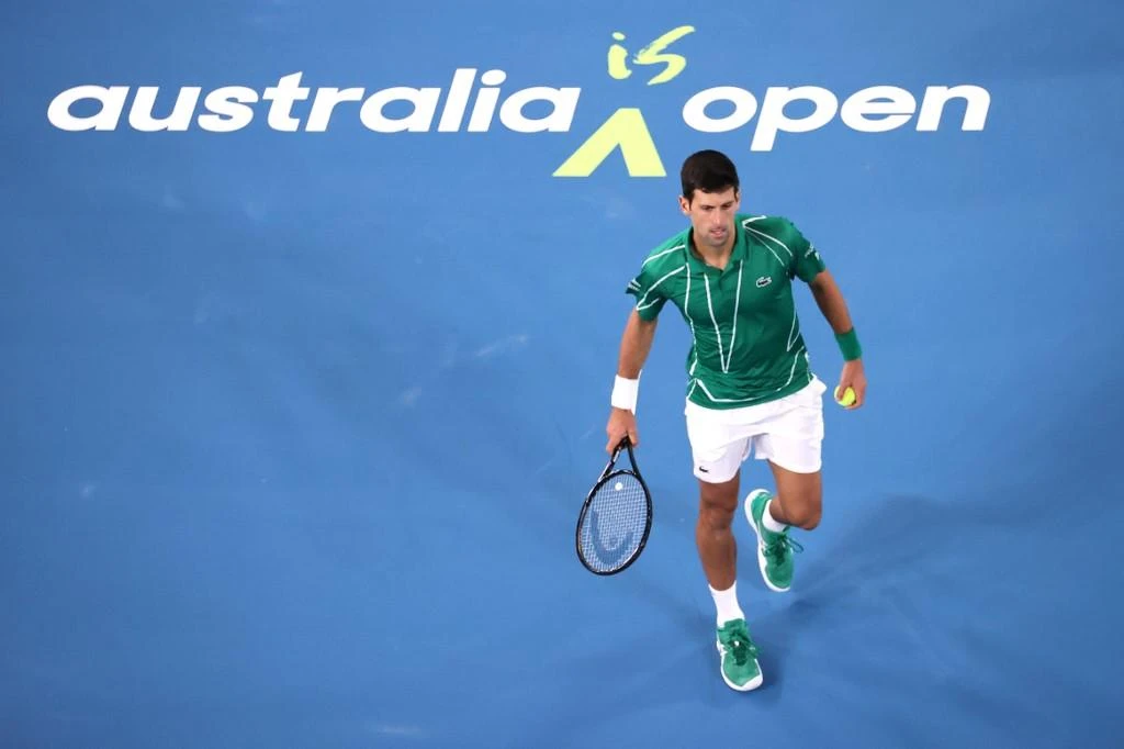 Above, Novak Djokovic during the men’s singles final match of the Australian Open tennis tournament in Melbourne early on Feb. 3, 2020. (AFP)