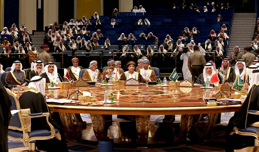 (FILES) This file photo taken on December 5, 2017, shows a general view of the GCC leaders attending the Gulf Cooperation Council (GCC) summit at Bayan palace in Kuwait City. (AFP)
