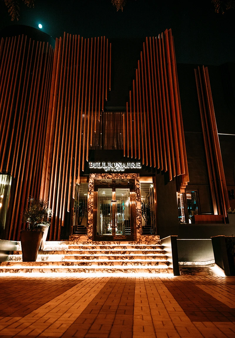 Billionaire Riyadh features a sculpture-garden entrance and a multi-sensory interior designed by the London-based firm Sagrada.