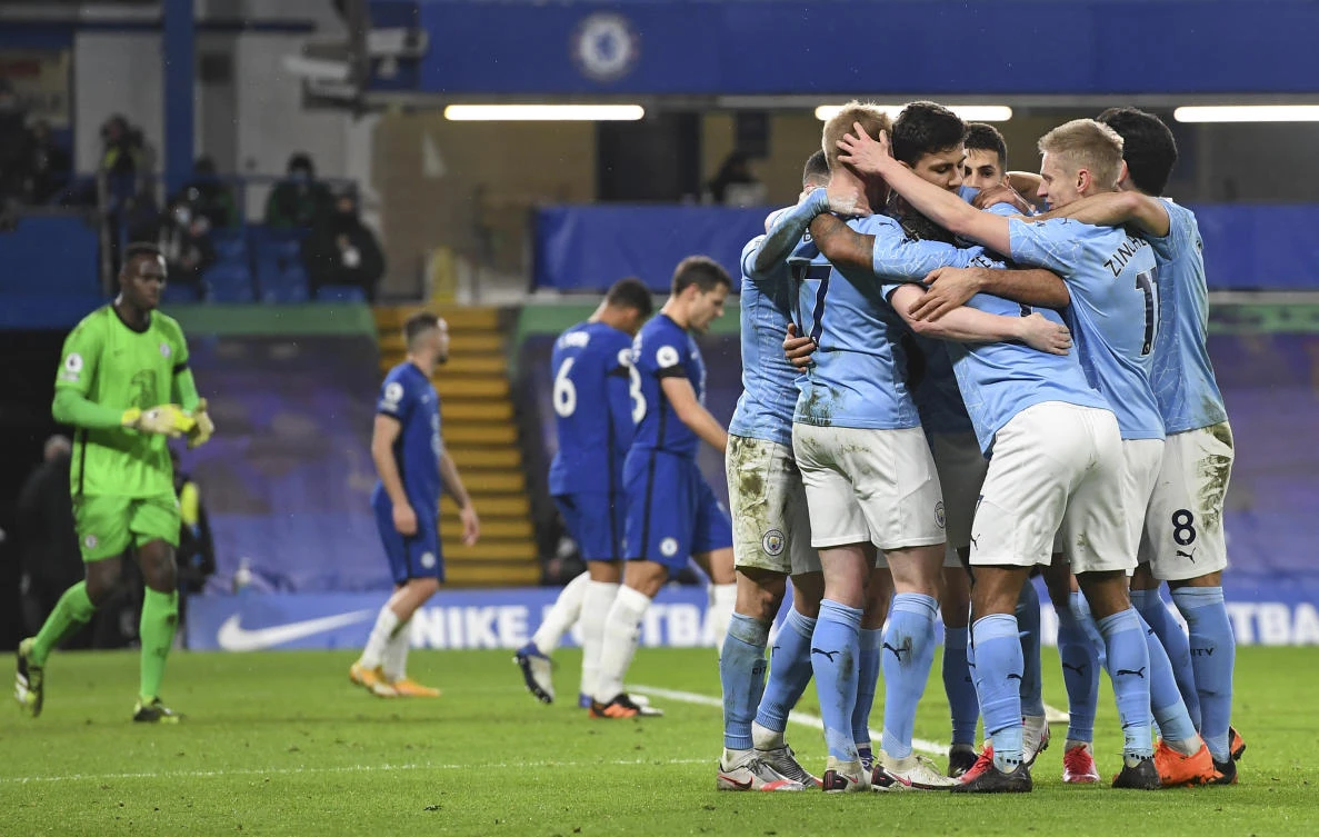 Manchester City had six players missing for Sunday’s 3-1 win at Chelsea, above, during the English Premier League match on Jan. 3, 2021 because they had contracted COVID-19. (AP)