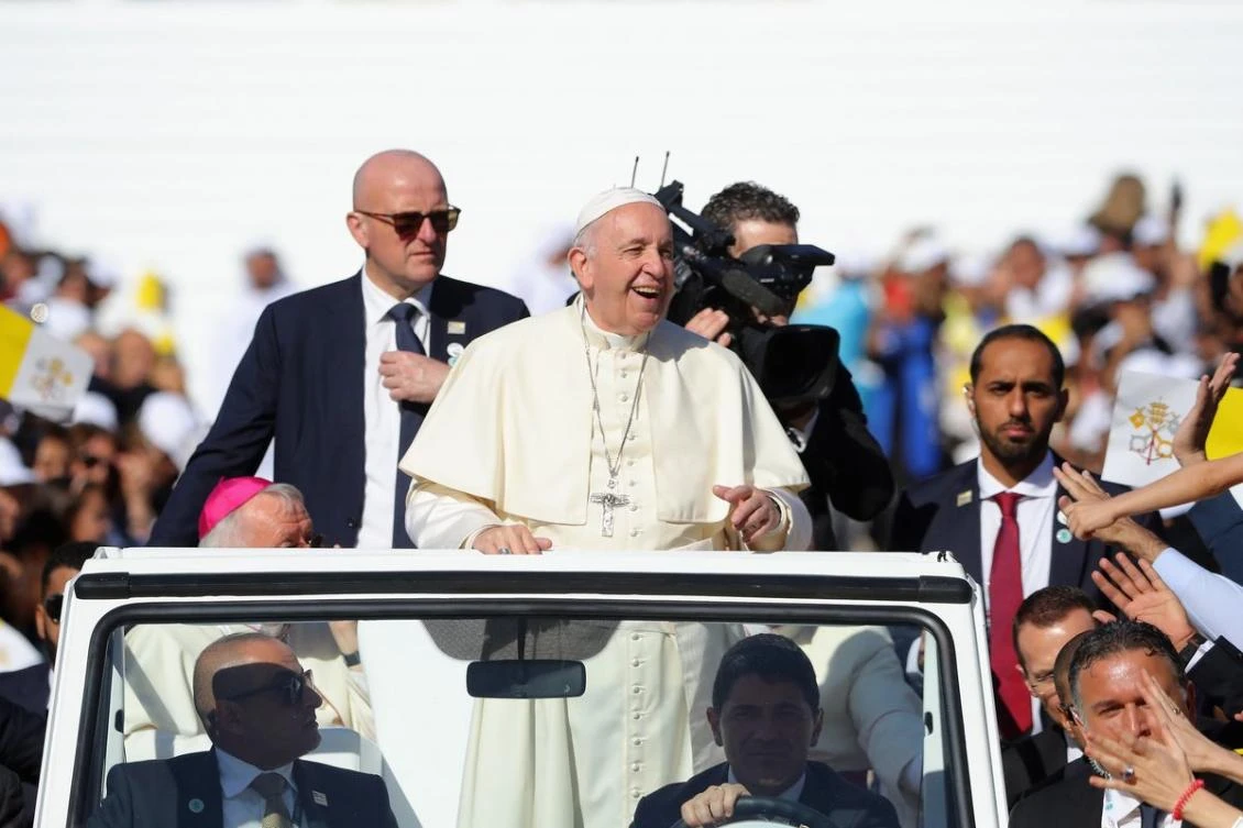 Pope Francis on February 5, 2019, before his mass in Abu Dhabi, United Arab Emirates. (Getty Images)