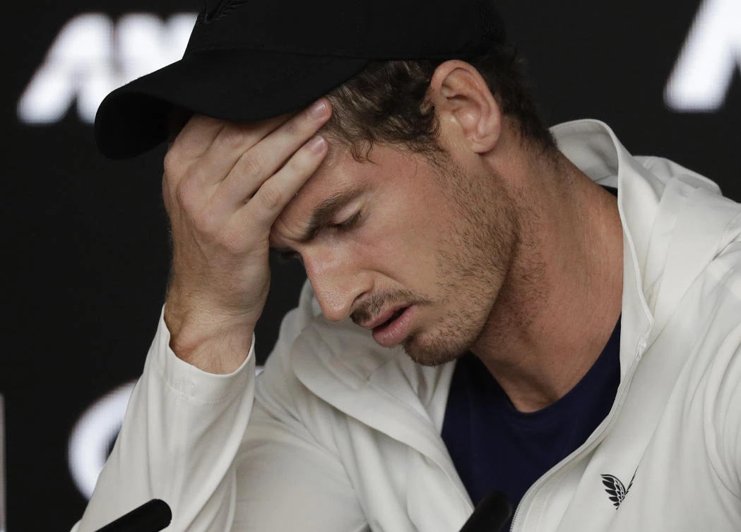 In this Tuesday, Jan. 15, 2019 file photo Britain’s Andy Murray reacts during a press conference following his first round loss to Spain’s Roberto Bautista Agut at the Australian Open tennis championships in Melbourne, Australia. (AP)
