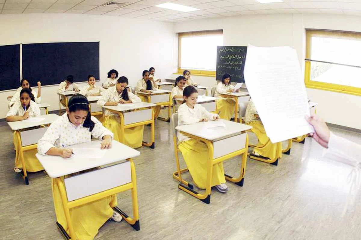 Saudi elementary students from Children's World School sit for an exam in Jeddah. (Reuters)