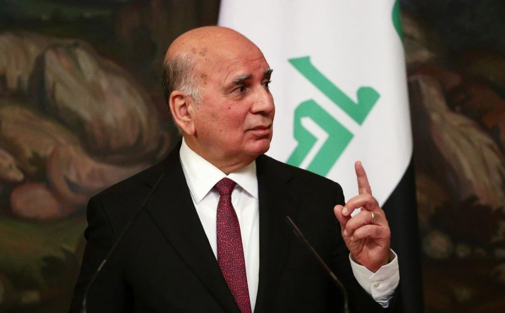 This handout photograph taken and released on November 25, 2020 that shows Iraqi Foreign Minister Fuad Hussein attending a press conference. (File/AFP)