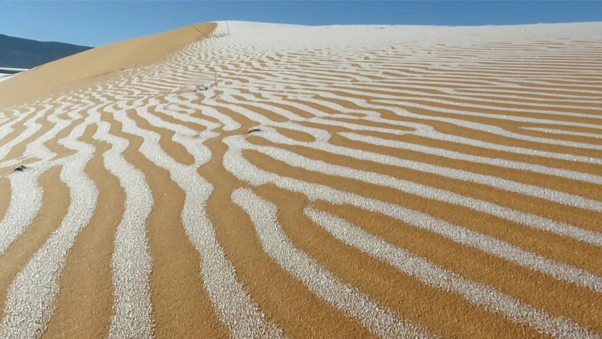 Algerian Sahara desert town dusted with snow