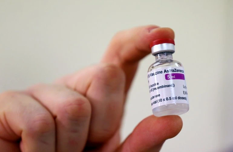 Dose of the Oxford University/AstraZeneca COVID-19 vaccine is displayed at the Princess Royal Hospital in Haywards Heath, West Sussex, Britain. (File/Reuters)
