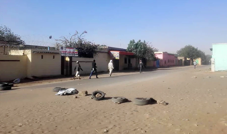 A picture taken on January 20, 2020 shows the area where violence erupted between Arab nomads and members of the non-Arab Massalit ethnic group in El Geneina, the capital of West Darfur. (AFP)