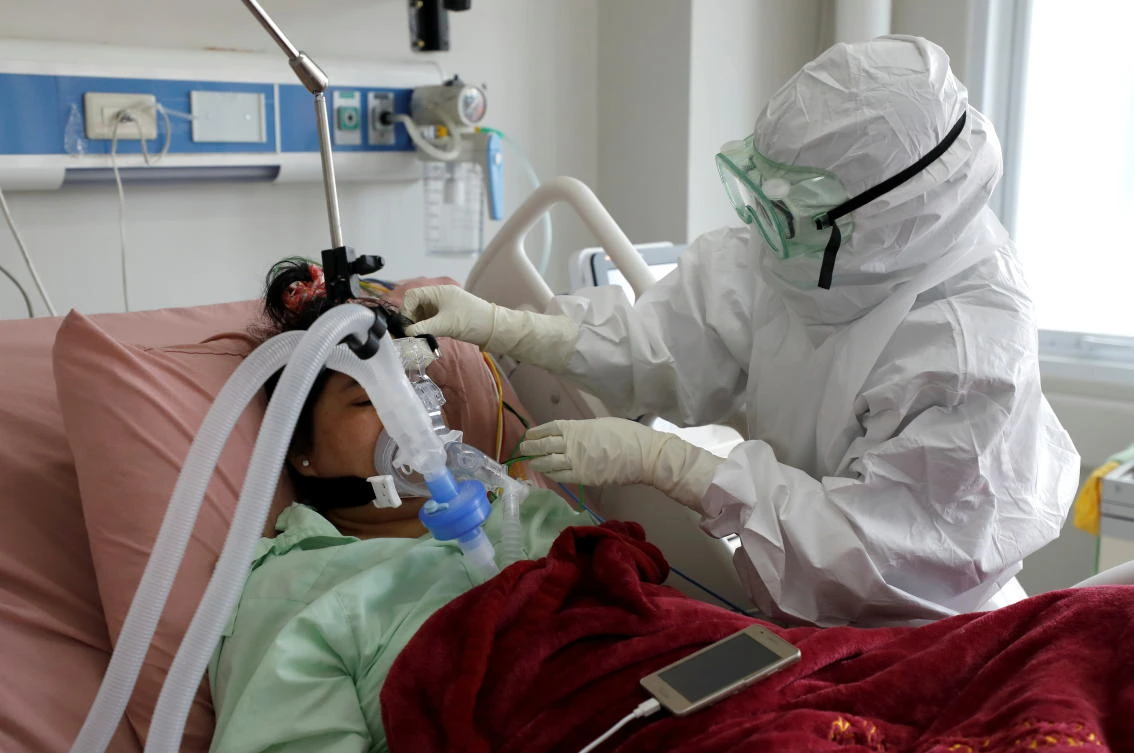Indonesian health ministry data shows hospital capacity nationwide was at about 70 percent. (Reuters)