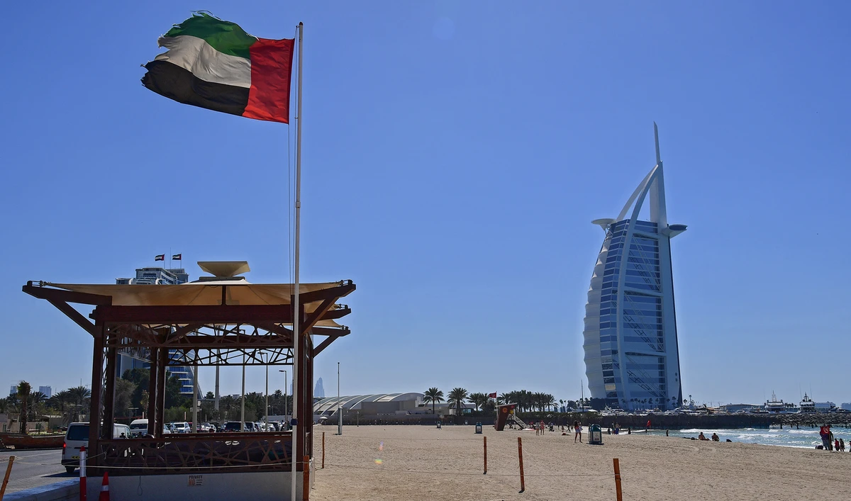 This photograph taken on March 14, 2018 shows a general view of beach near the Burj al-Arab in Dubai. (AFP/File)