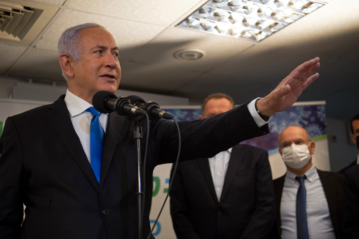 Israeli Prime Minister Benjamin Netanyahu visits a coronavirus vaccination facility in the northern Arab city of Nazareth, Israel. (File/AP)