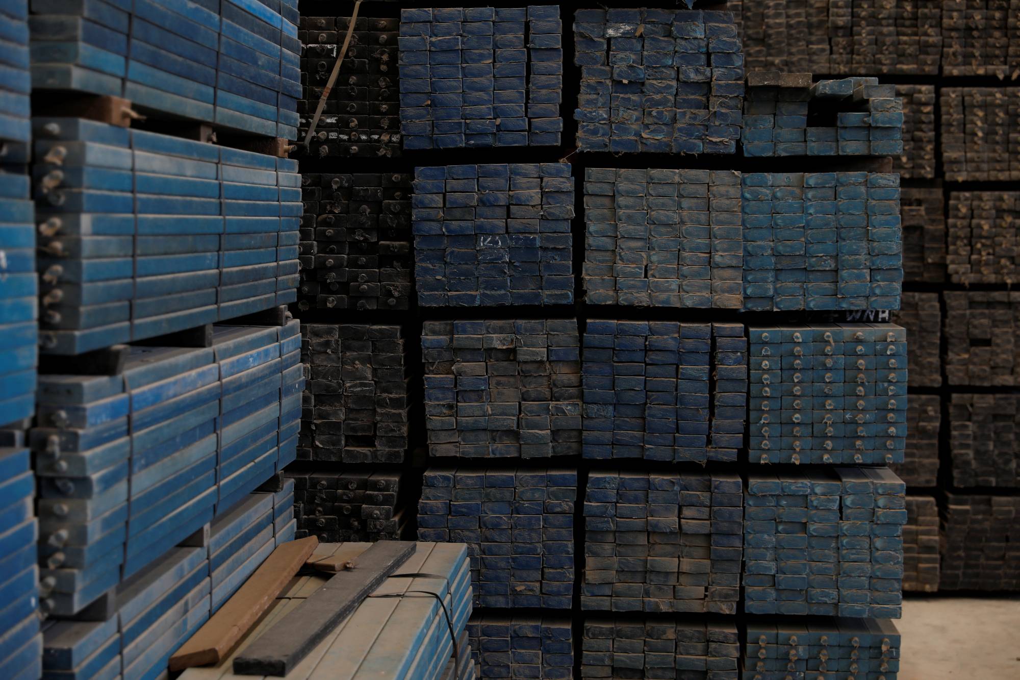 Recycled plastic strips at an Extruplas plant in Seixal, Portugal. (Reuters)